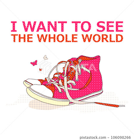 Sneakers with flowers vector sketch drawing 106098266
