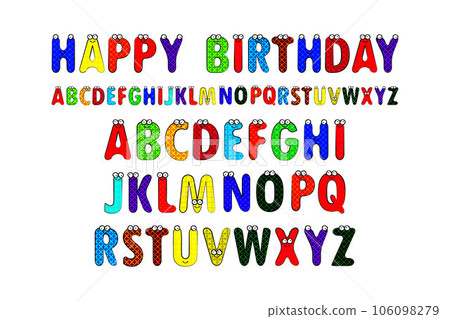 Cartoon style alphabet with funny eyes. 106098279