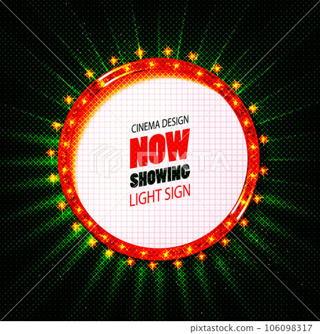 Round retro frame with light bulbs. vector illustration 106098317