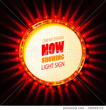 Round retro frame with light bulbs. vector illustration 106098335