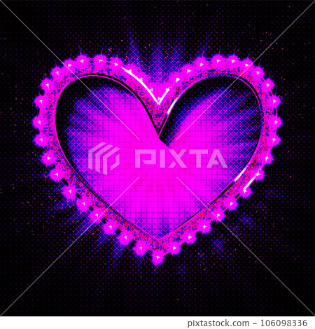 Light bulbs vintage neon glow heart frame 106098336