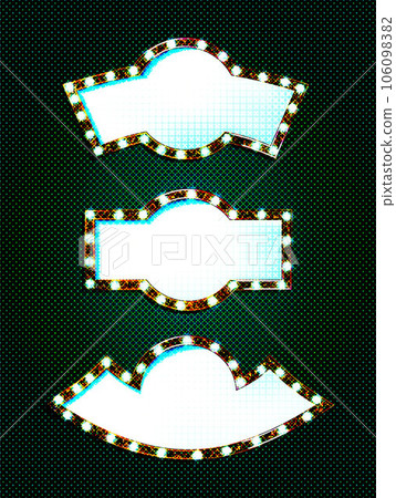 Isolated vector set of mirror with bulb frame 106098382