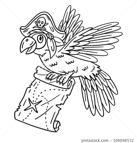 Pirate Parrot with Map Isolated Coloring Page Pirate Parrot with Map Isolated Coloring Page 106098532