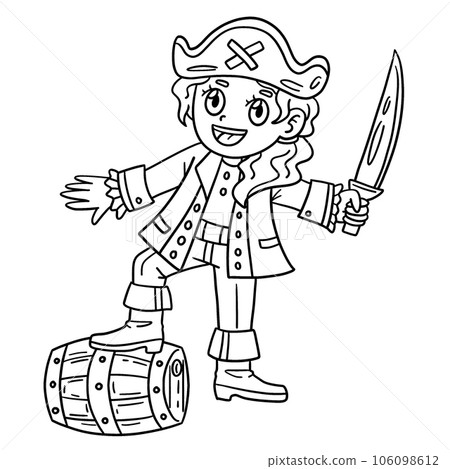 Female Pirate with Cutlass Isolated Coloring Page Female Pirate with Cutlass Isolated Coloring Page 106098612