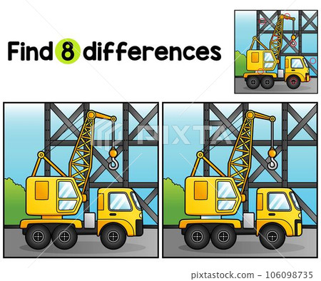 Crane Cartoon Vehicle Find The Differences 106098735