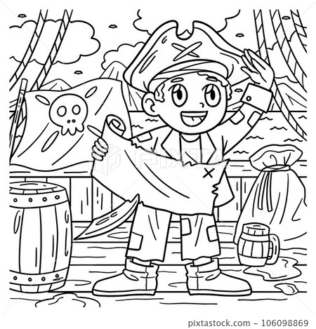 Pirate treasure map coloring pages 