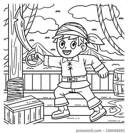 Pirate Holding Cutlass Coloring Page for Kids Pirate Holding Cutlass Coloring Page for Kids 106098891