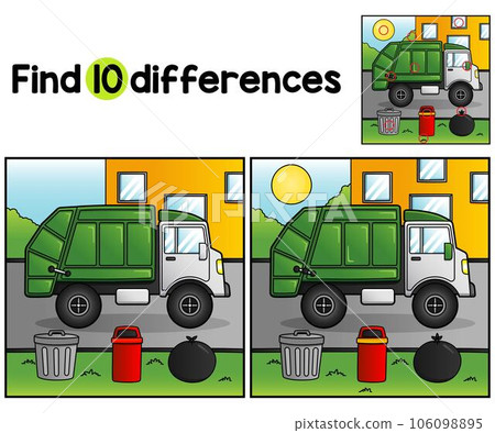 Garbage Truck Vehicle Find The Differences 106098895