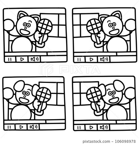 One-Maru and Nyan-Maru Line Drawing Set Dog Cat One-Maru and Nyan-Maru Line Drawing Set Dog Cat 106098978