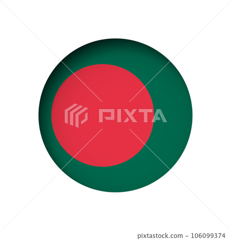 Bangladesh flag - behind the cut circle paper hole with inner shadow. 106099374