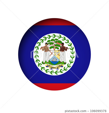 Belize flag - behind the cut circle paper hole with inner shadow. 106099378