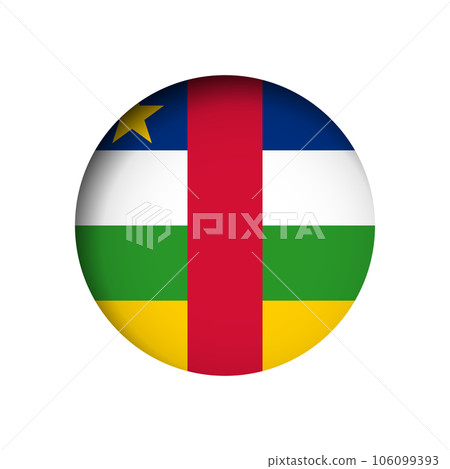Central African Republic flag - behind the cut circle paper hole with inner shadow. Central African Republic flag - behind the cut circle paper hole with inner shadow. 106099393