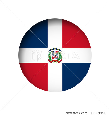 Dominican Republic flag - behind the cut circle paper hole with inner shadow. 106099410