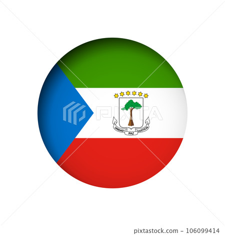 Equatorial Guinea flag - behind the cut circle paper hole with inner shadow. 106099414