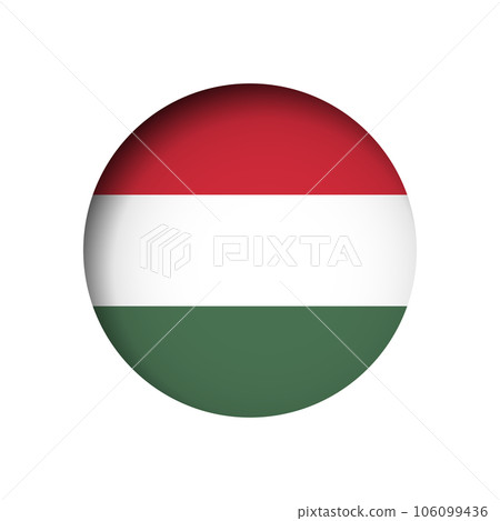 Hungary flag - behind the cut circle paper hole with inner shadow. 106099436