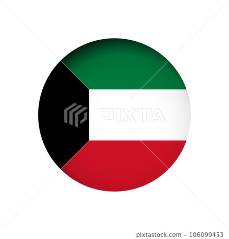 Kuwait flag - behind the cut circle paper hole with inner shadow. 106099453