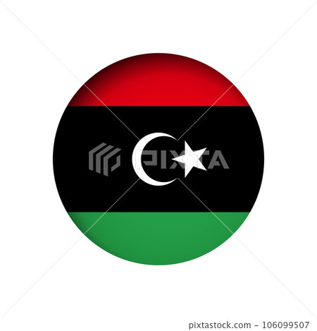 Libya flag - behind the cut circle paper hole with inner shadow. Libya flag - behind the cut circle paper hole with inner shadow. 106099507