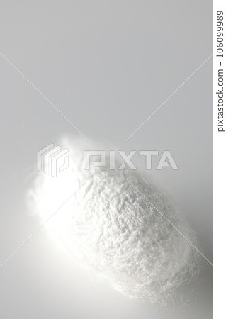 Photographing a white cocoon ball produced by silkworms against a white background Photographing a white cocoon ball produced by silkworms against a white background 106099989
