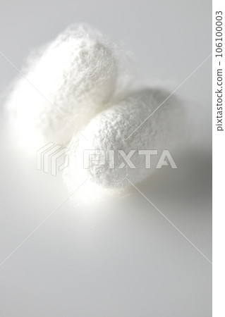 Photographing a white cocoon ball produced by silkworms against a white background 106100003