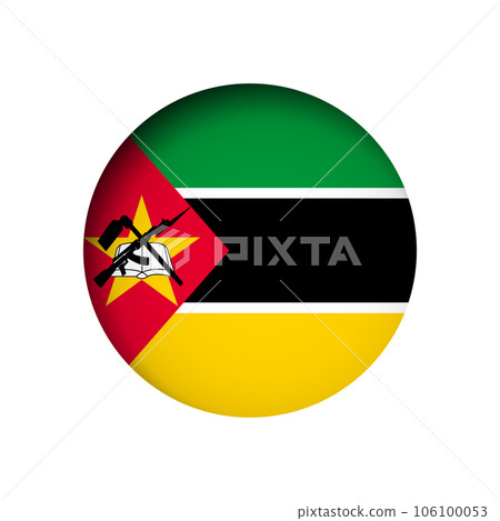 Mozambique flag - behind the cut circle paper hole with inner shadow. Mozambique flag - behind the cut circle paper hole with inner shadow. 106100053