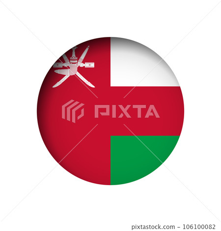 Oman flag - behind the cut circle paper hole with inner shadow. 106100082