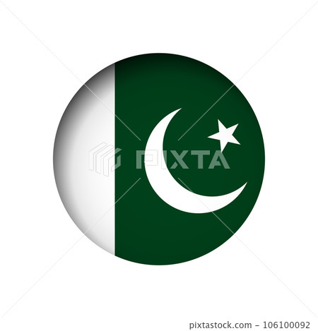 Pakistan flag - behind the cut circle paper hole with inner shadow. Pakistan flag - behind the cut circle paper hole with inner shadow. 106100092