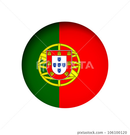 Portugal flag - behind the cut circle paper hole with inner shadow. 106100120