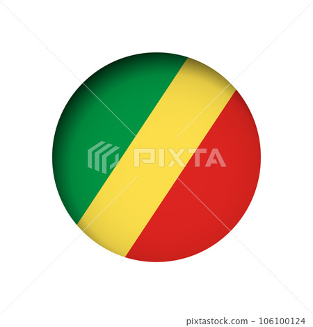 Republic of the Congo flag - behind the cut circle paper hole with inner shadow. 106100124