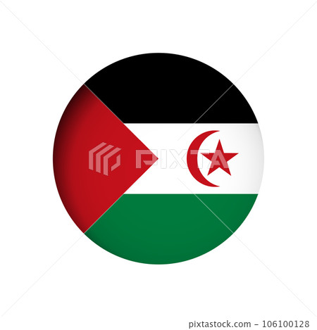 Sahrawi Arab Democratic Republic flag - behind the cut circle paper hole with inner shadow. 106100128