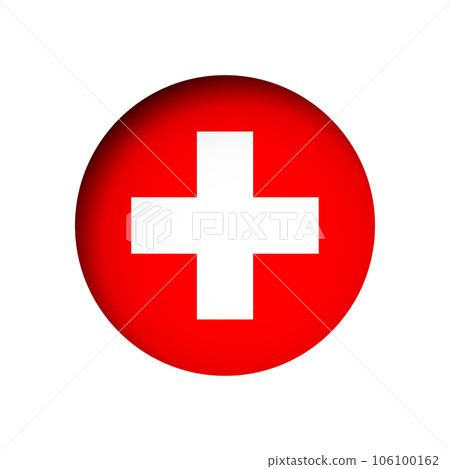 Switzerland flag - behind the cut circle paper hole with inner shadow. 106100162