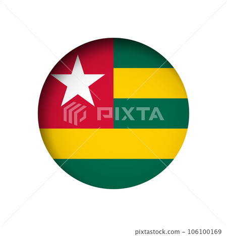 Togo flag - behind the cut circle paper hole with inner shadow. 106100169