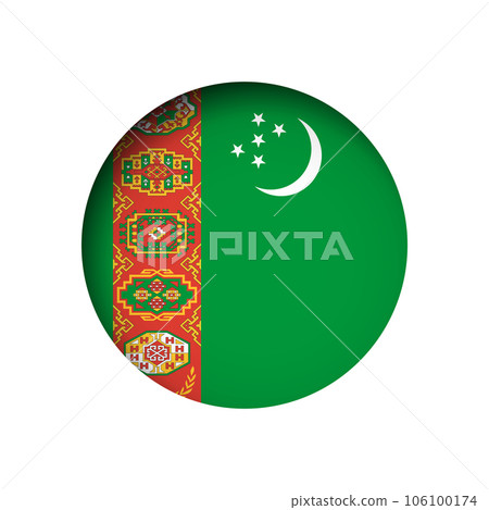 Turkmenistan flag - behind the cut circle paper hole with inner shadow. 106100174