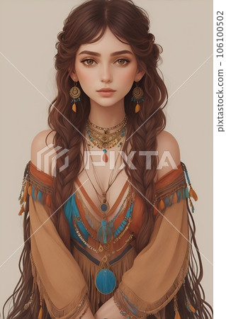 Beautiful woman with unique and ethnic fashion Beautiful woman with unique and ethnic fashion 106100502
