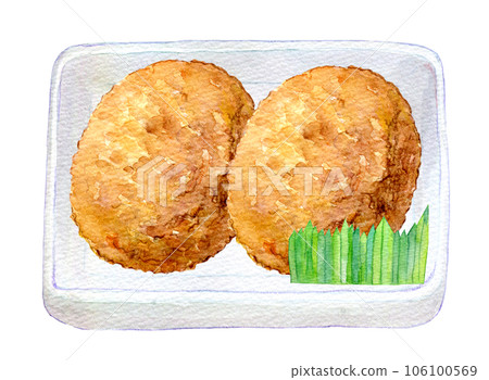 水彩插圖、手繪插圖、配菜櫃檯上的肉排 水彩插圖、手繪插圖、配菜櫃檯上的肉排 106100569