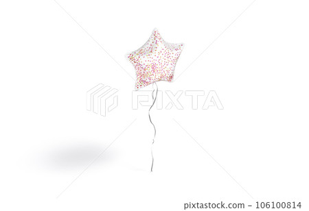Blank white transparent star balloon with confetti mockup, side view 106100814