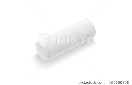 Blank white bolster pillow mockup, side view 106100898