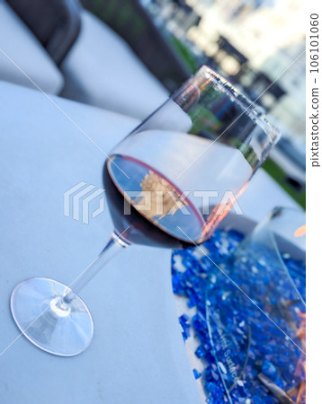 enjoying glass of premium glass of wine at trump tower in chicago 106101060