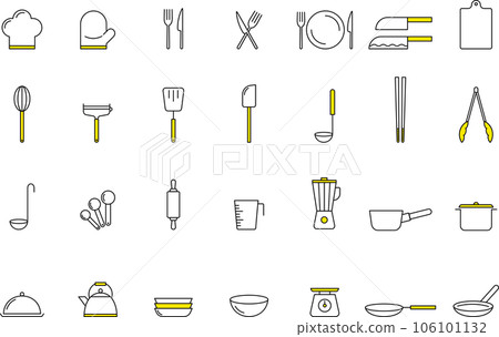 Fashionable food line drawing icon set 106101132