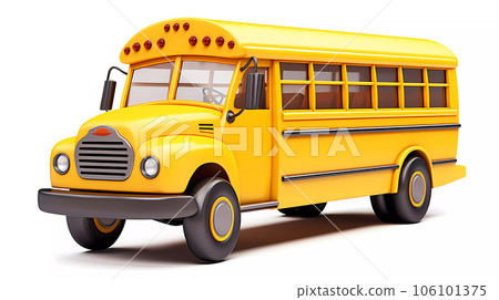 Yellow School Bus 3D Cartoon-Style 106101375