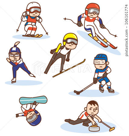 Cute Winter Sports Illustration Collection - Skiing and Skating Cute Winter Sports Illustration Collection - Skiing and Skating 106101774