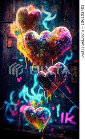 Abstract multicolored wonderful hearts. Lots of colored airy hearts, colored paints, rainbows and multicolored smoke. Colorful rainbow illusion. The concept of dreams and loves. Abstract multicolored wonderful hearts. Lots of colored airy hearts, colored paints, rainbows and multicolored smoke. Colorful rainbow illusion. The concept of dreams and loves. 106102402