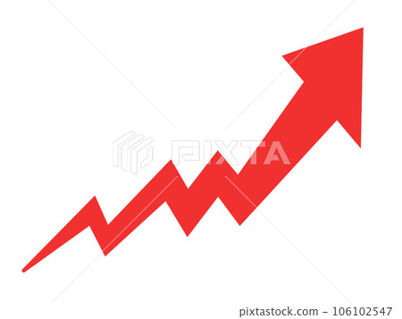 Illustration of rising red jagged and zigzag arrow Illustration of rising red jagged and zigzag arrow 106102547
