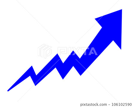 Illustration of rising blue jagged and zigzag arrow 106102590