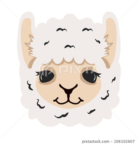 Cute lama alpaca head flat Cute lama alpaca head flat 106102607