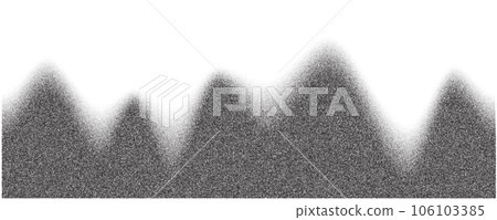 Grainy mountains with noise gradient. Dotted stippled background with grain texture. Vector grunge retro landscape. Grainy mountains with noise gradient. Dotted stippled background with grain texture. Vector grunge retro landscape. 106103385