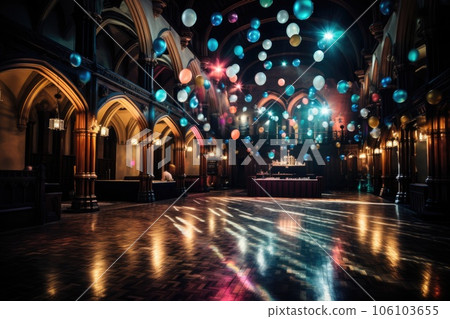Decorated place for a night party. Festival and holiday concepts. Many Illuminated light bulbs. Decorated place for a night party. Festival and holiday concepts. Many Illuminated light bulbs. 106103655