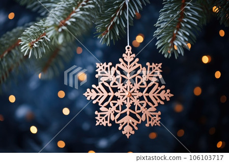 Beautiful Christmas and New Year decoration on blurred holiday background Beautiful Christmas and New Year decoration on blurred holiday background 106103717