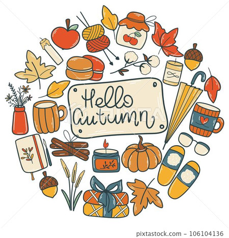 Hello autumn card vector illustration Hello autumn card vector illustration 106104136