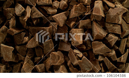 Freeze Motion Shot of Exploding Chocolate Chunks, Macro Shot 106104386