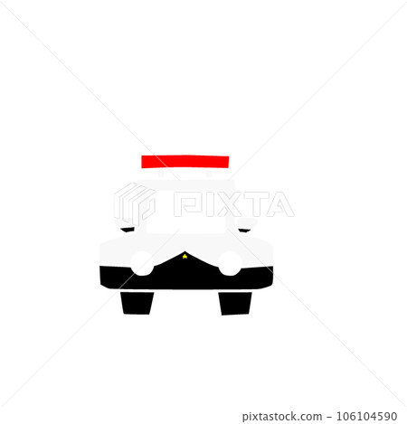 Illustration of a police car. Image of a patrol car viewed from the front 106104590